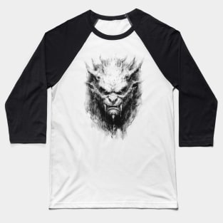 Sketch Monster Fantasy Art Character Black and White Baseball T-Shirt